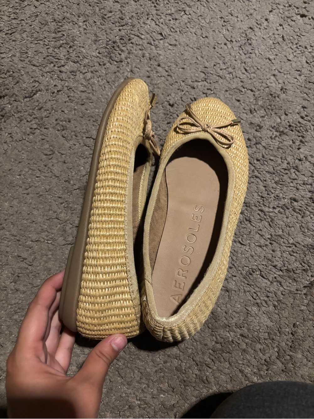 AEROSOLES Light Tan Woven Ballet Flats